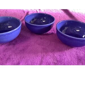 Varages France Luberon 10" Blue Serving Bowl 4" Tall 3 bowls